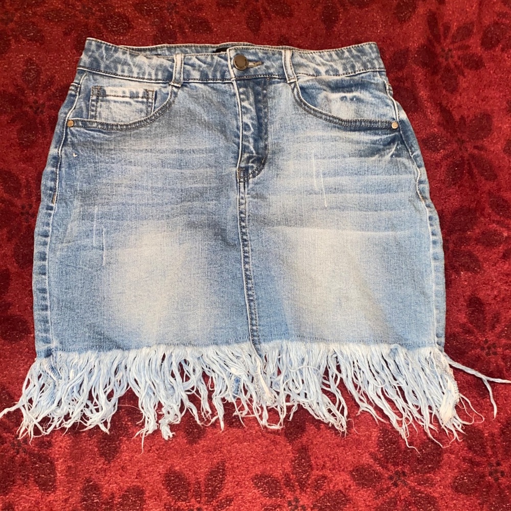 Fringed black label mini skirt